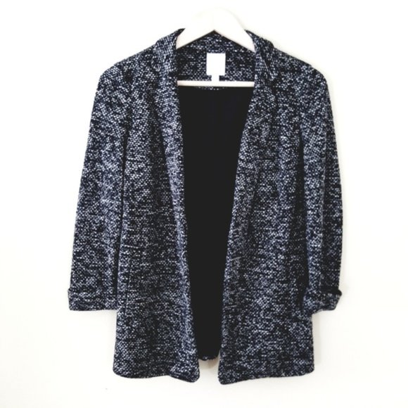 LC Lauren Conrad Jackets & Blazers - Lauren Conrad | Black White Open Front Knit Jacket